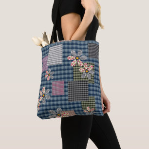 Tote Bag Motif rustique rétro multicolore en patchwork