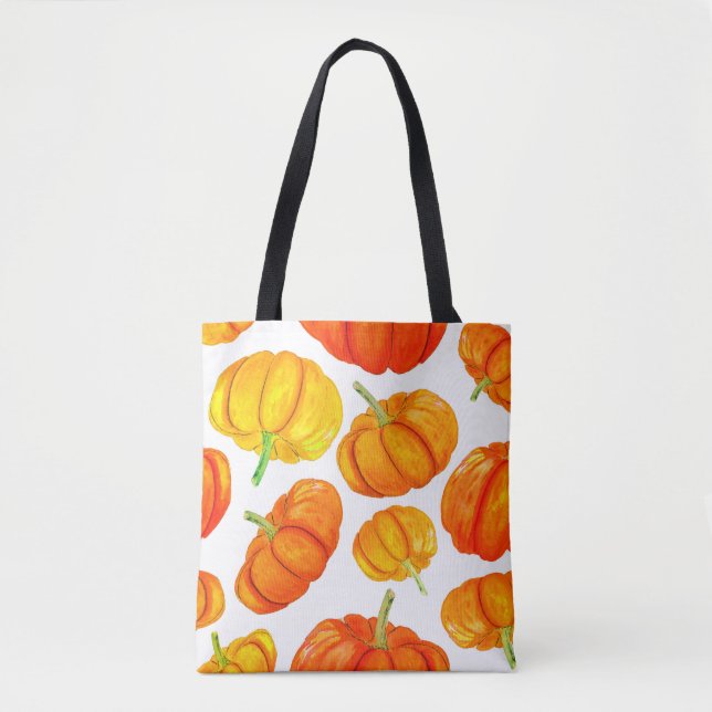 Tote Bag Motif sans couture avec aquarelle dessinée orange (Devant)