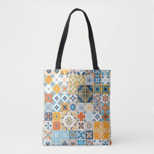 Tote Bag Motif sans couture avec carrelage portugais. infec