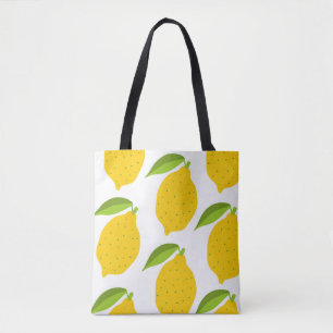 Tote Bag Motif sans couture avec citron frais jaune