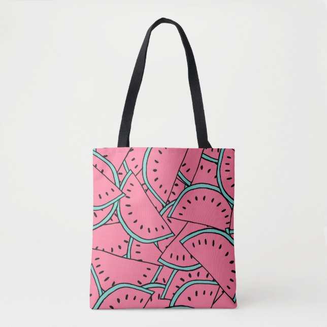 Tote Bag Motif sans couture avec pastèques dessinées à la m (Devant)