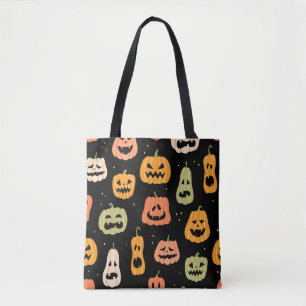 Tote Bag Motif sans couture citrouille Halloween. Retrait 
