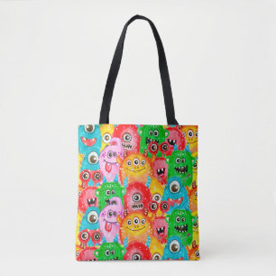 Tote Bag Motif sans couture de l'aquarelle peint drôle mons