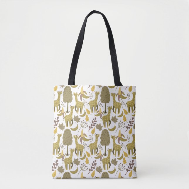 Tote Bag Motif sans couture Giraffe jaune blanc arrière - p (Devant)