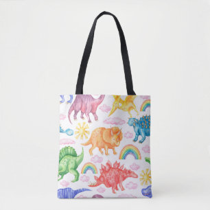 Tote Bag Motif sans couture représentant des dinosaures col