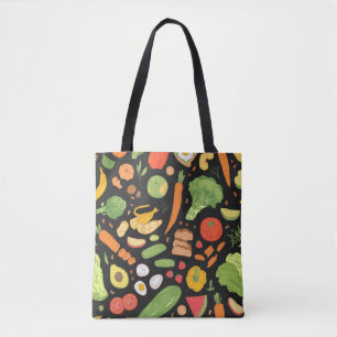 Tote Bag Motif sans soucis avec nourriture diététique, groc