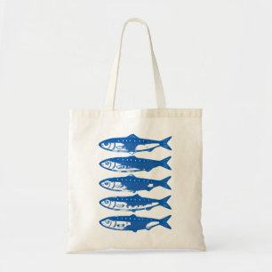 Tote Bag Motif Sardines Bleues Art Minimaliste Côté Mer