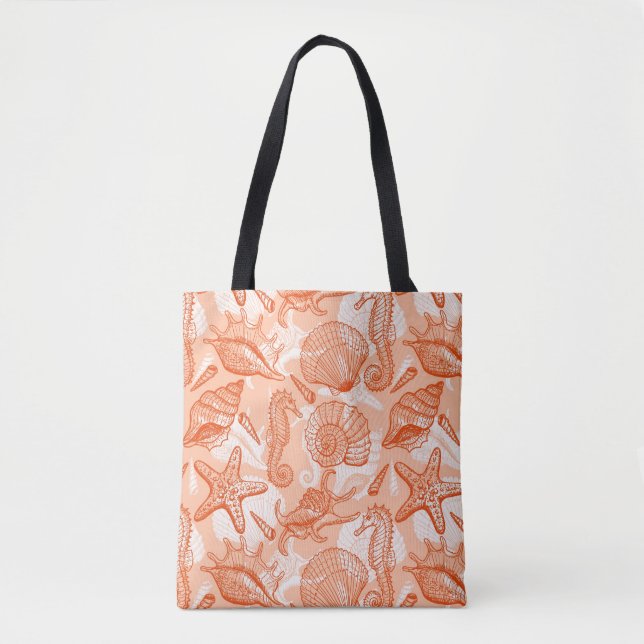 Tote Bag Motif tiré par la main de mer (Devant)