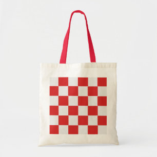 Tote Bag Motif tissé blanc et rouge carrelé