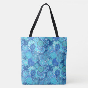 Tote Bag Motif tourbillon fractal, bleu cobalt