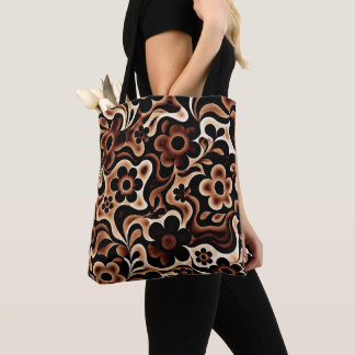 Tote Bag Motif tourbillonnant floral sépia vintage – Botani