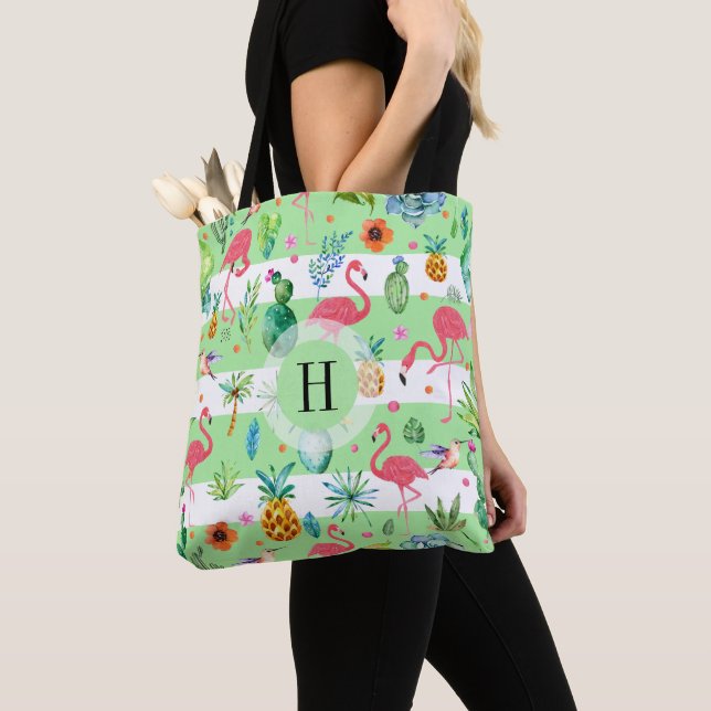 Tote Bag Motif tropical coloré moderne (De près)
