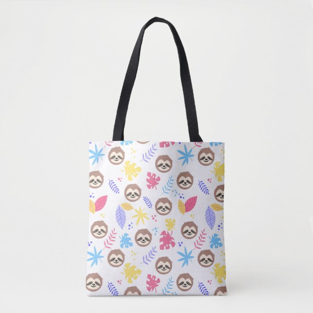 Tote Bag Motif tropical de paresse et de feuille (Devant)