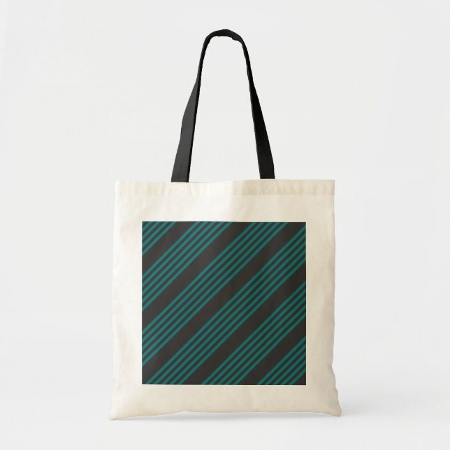 Tote Bag motif turquoise et charbon de bois à cinq bandes (Devant)