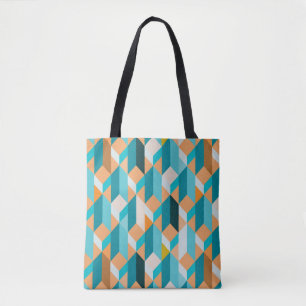 Tote Bag Motif turquoise et orange de formes