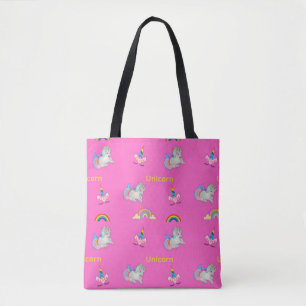 Tote Bag Motif Unicorne rose