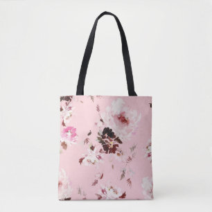 Tote Bag Motif vecteur d'aquarelle transparente avec pivoin