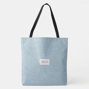 Tote Bag Motif végétal bleu Monogramme