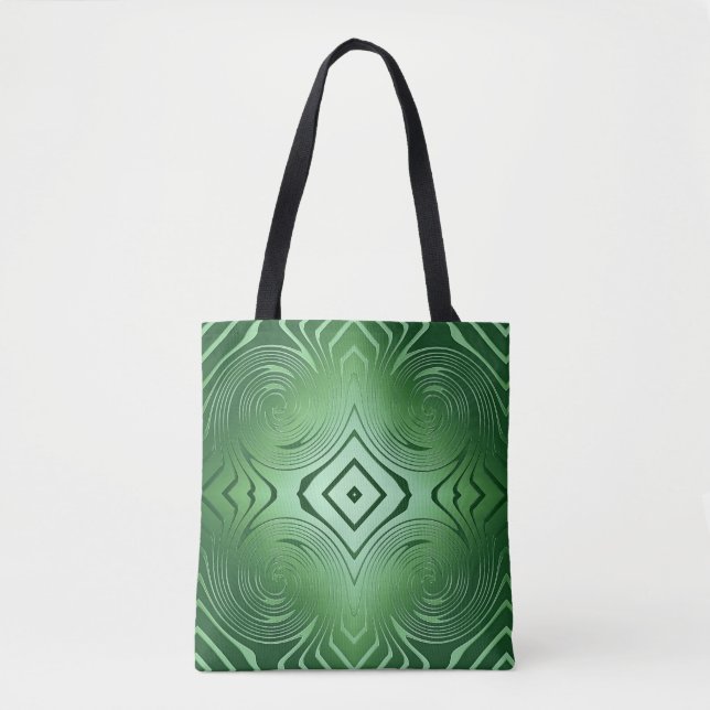 Tote Bag motif vert abstrait de remous (Devant)