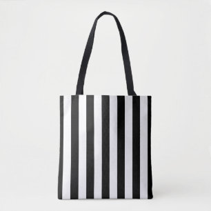 Tote Bag Motif vertical à bandes noires et blanches