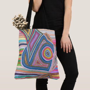 Tote Bag Motif vibrant à rayures géométriques abstraites