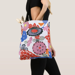 Tote Bag Motif vintage Bingata : Petits fleurs de cerisier