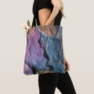 Tote Bag Motif violet et bleu rock