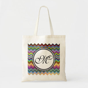 Tote Bag Motif ZIGZAG - couleur + votre monogramme