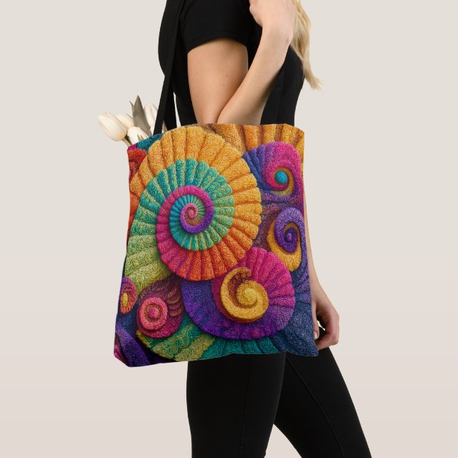 Tote Bag Motifs Abstraits de la spirale vibrante (De près)