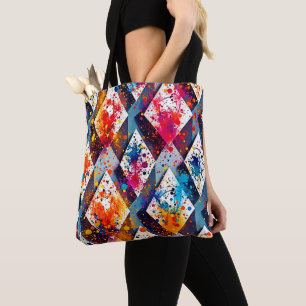 Tote Bag Motifs Abstraits dynamiques en diamant