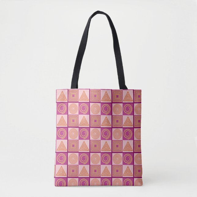 Tote Bag Motifs géométriques en couleurs de tendances - (Devant)