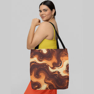 Tote Bag motifs tourbillonnants Abstraits dans les tons mar