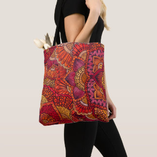 Tote Bag Motiv Mehndi Mandala Orange Tasche