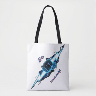Tote Bag Motivante "Soyez Vous-Même" Éclair Bleu Fis