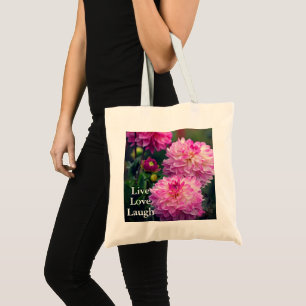 Tote Bag Motivation de la fleur rose et blanche Dahlia