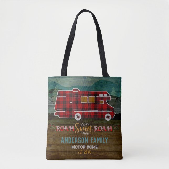 Tote Bag Motorhome rv Camper Travel Van Rustic Personalized (Devant)