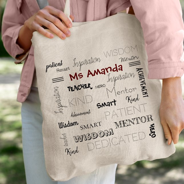 Tote Bag Mots Inspirants Appréciation de l'enseignant mento (Créateur téléchargé)