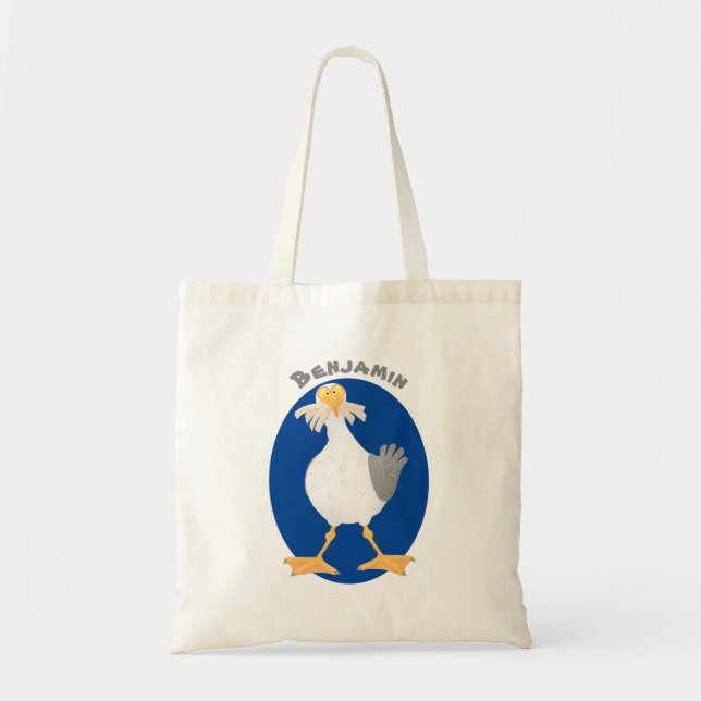 Tote Bag Mouette drôle avec frites dessin animé (Devant)