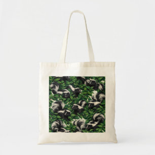 Tote Bag Mouffettes dans un motif de feuillage vert