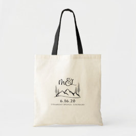 Tote Bag Mountain Wedding Monogram