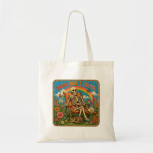 Tote Bag Mourir pour une tasse de thé rétro squelette