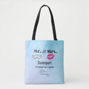 Tote Bag Moustache & Lèvres M. & Mme - Anniversaire