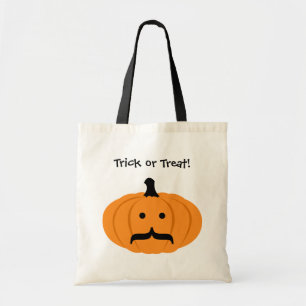 Tote Bag Moustache personnalisée citrouille orange tour ou
