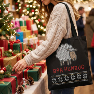 Tote Bag Mouton de Noël Baa Humbug drôle - Achats de Noël