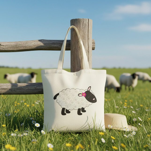 Tote Bag Mouton Noir Avec Laine Blanche (Créateur téléchargé)