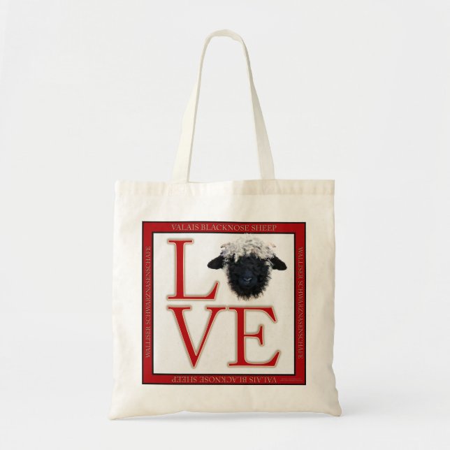Tote Bag Moutons du Valais Blacknose d'amour (Devant)
