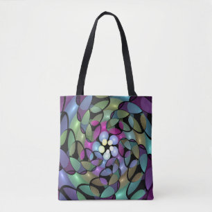 Tote Bag Mouvements colorés Abstrait Trippy Fractal Art