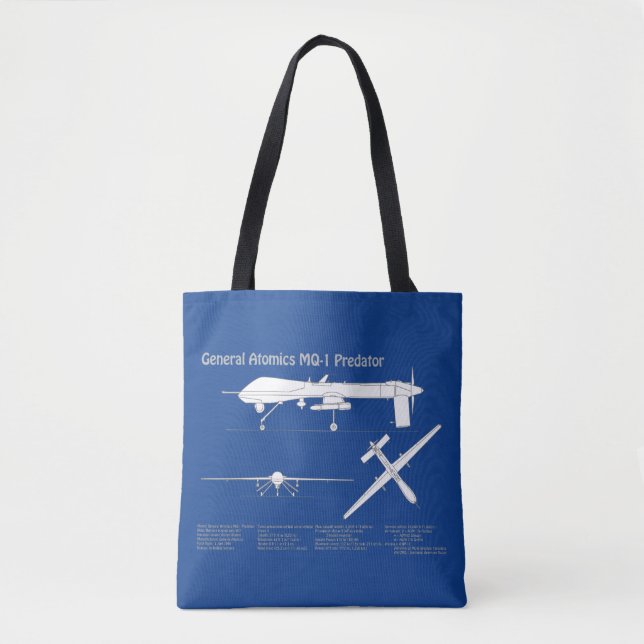 Tote Bag MQ-1 Predator UAV- Plan d'avion ABD (Devant)