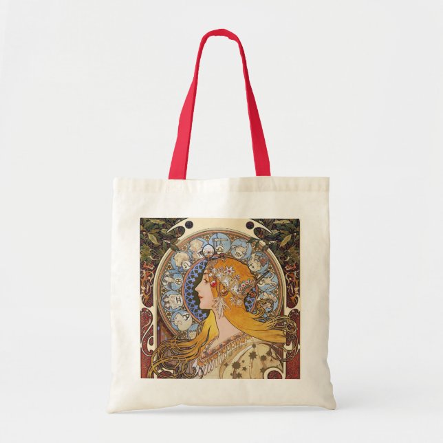 Tote Bag Mucha - Art Nouveau - Zodiac - La Plume (Devant)