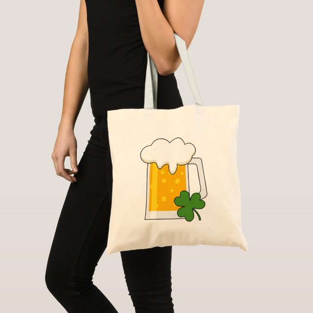 Tote Bag Mug de bière irlandaise avec Shamrock Clover (Devant (produit))